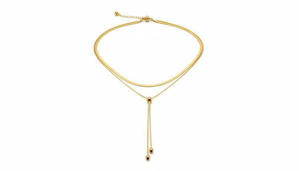 Elegant Gold Lariat Necklace for Women | Adjustable Slider Chain – Zoie Elegance