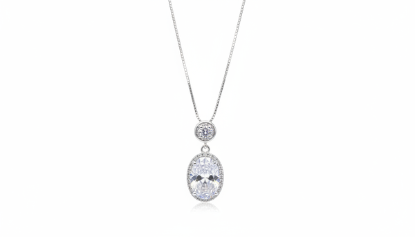Oval Cut Diamond Pendant Necklace for Women | Luxury Silver Chain – Zoie Elegance